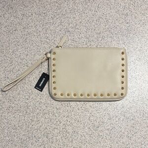 Express Beige Wristlet with Gold Accents